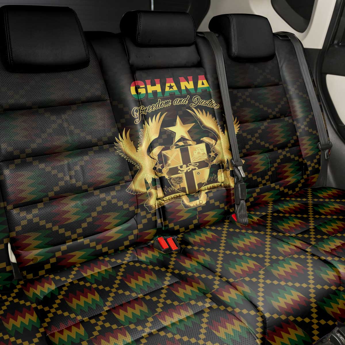 Ghana Kente Pattern Back Car Seat Cover The Heart of Gold of Africa - Wonder Print Shop