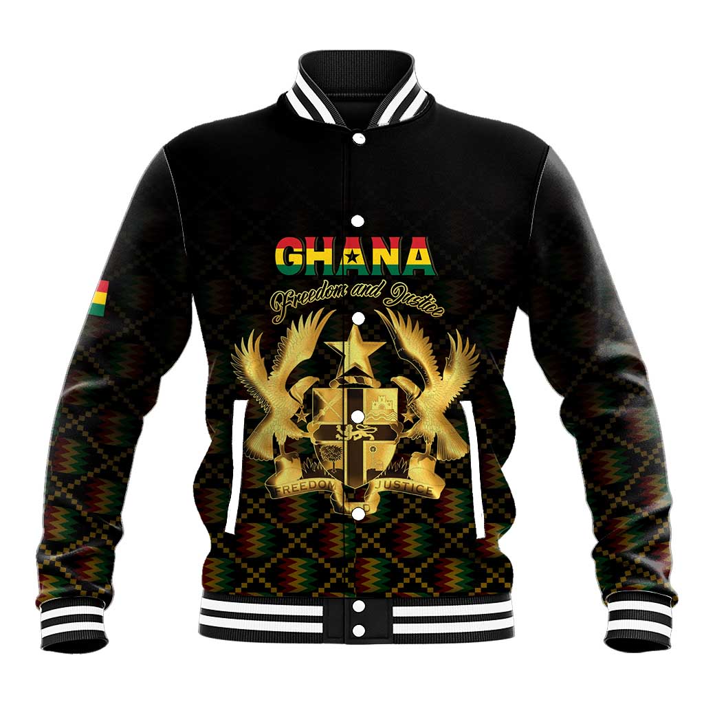 Personalized Ghana Kente Pattern Baseball Jacket The Heart of Gold of Africa - Wonder Print Shop