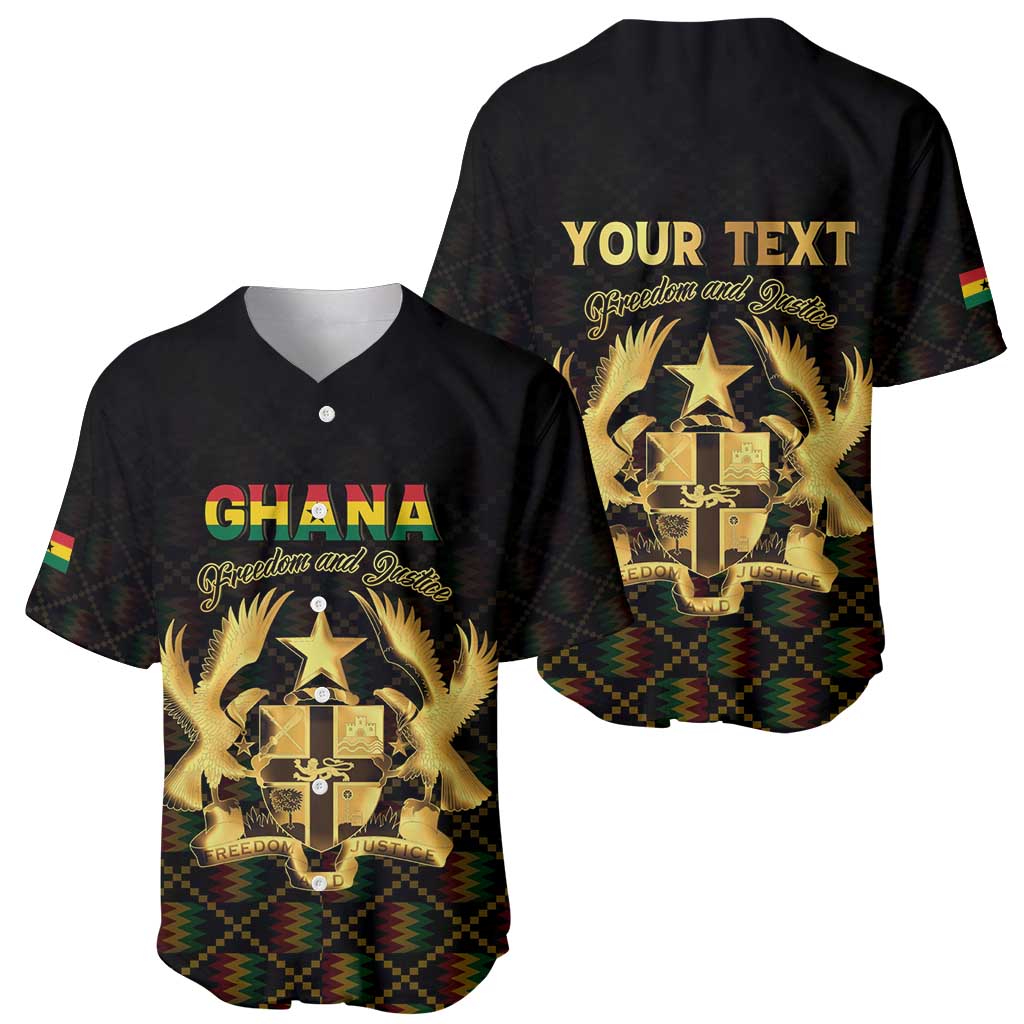 Personalized Ghana Kente Pattern Baseball Jersey The Heart of Gold of Africa - Wonder Print Shop