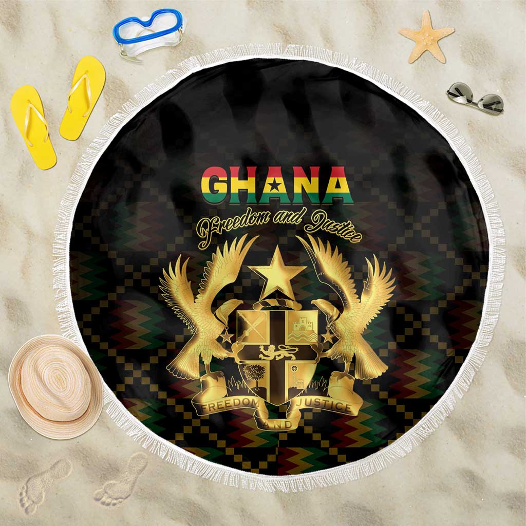 Ghana Kente Pattern Beach Blanket The Heart of Gold of Africa - Wonder Print Shop