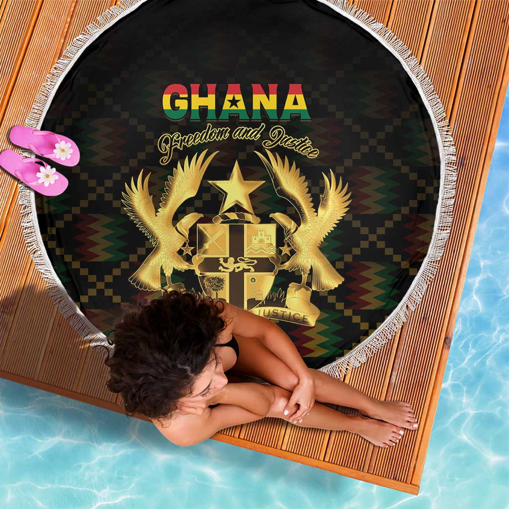 Ghana Kente Pattern Beach Blanket The Heart of Gold of Africa - Wonder Print Shop