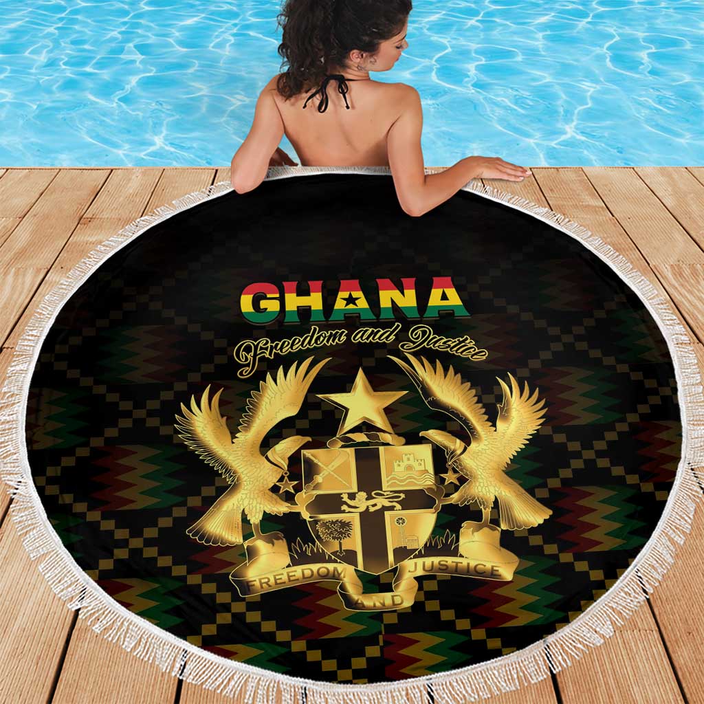 Ghana Kente Pattern Beach Blanket The Heart of Gold of Africa - Wonder Print Shop