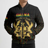 Personalized Ghana Kente Pattern Bomber Puffer Jacket The Heart of Gold of Africa - Wonder Print Shop