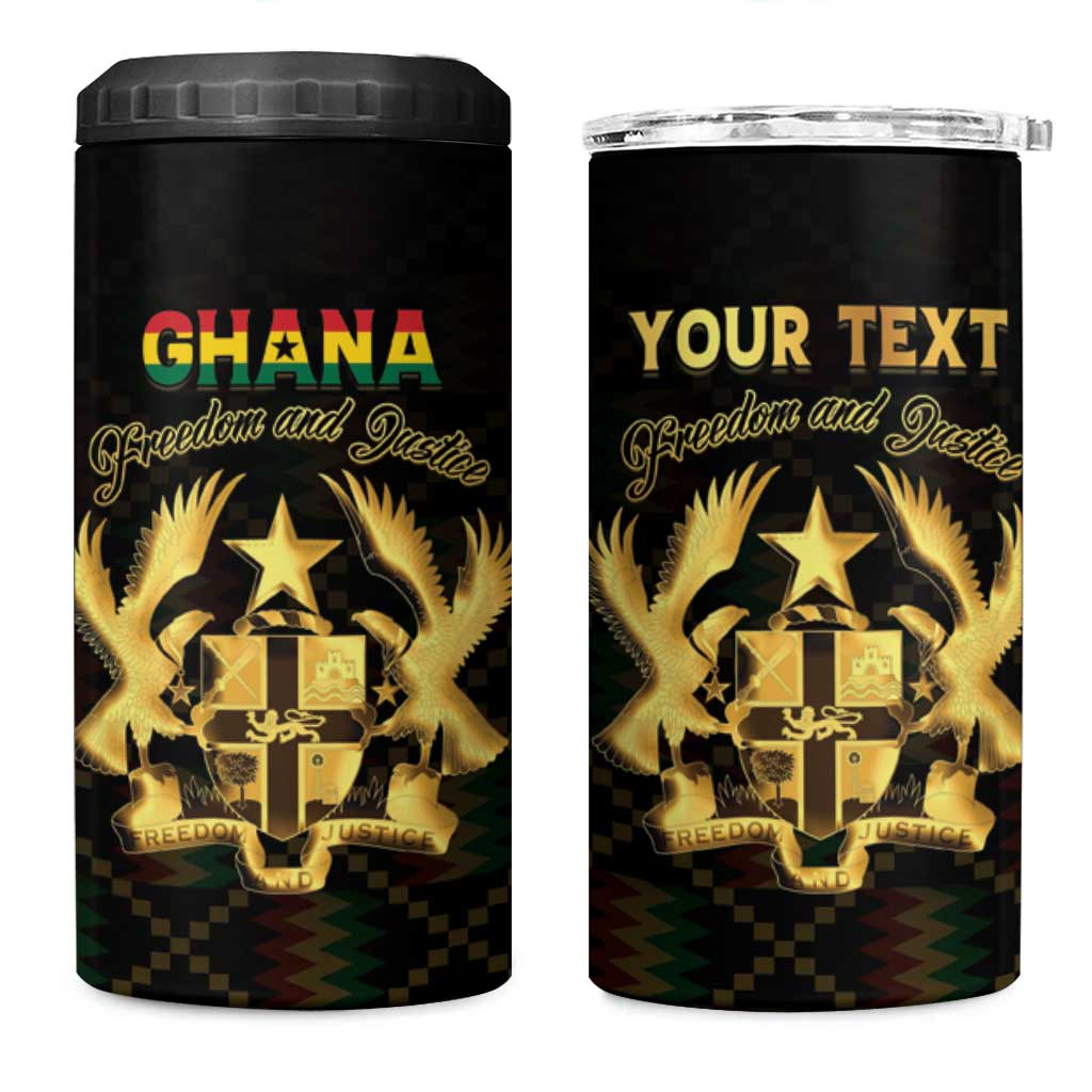 Personalized Ghana Kente Pattern 4 in 1 Can Cooler Tumbler The Heart of Gold of Africa - Wonder Print Shop