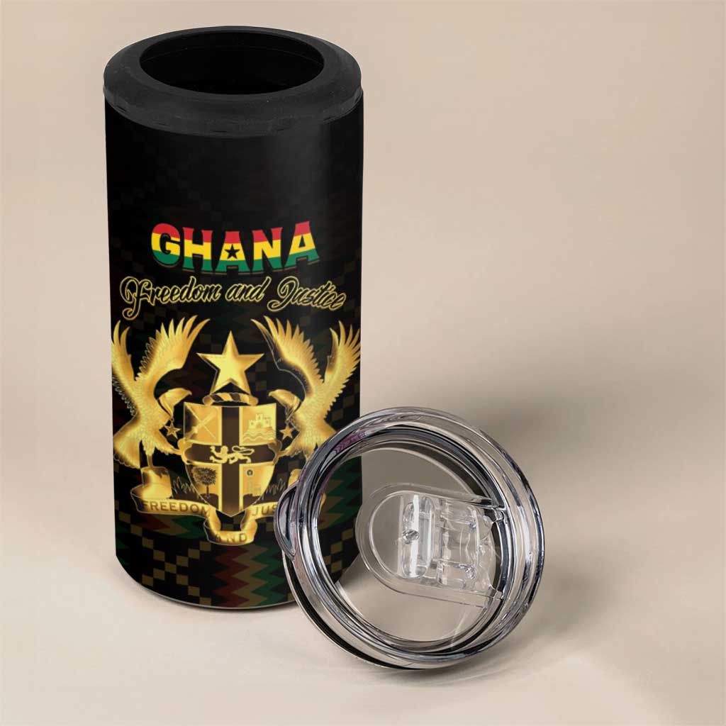 Personalized Ghana Kente Pattern 4 in 1 Can Cooler Tumbler The Heart of Gold of Africa - Wonder Print Shop