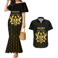 Personalized Ghana Kente Pattern Couples Matching Mermaid Dress and Hawaiian Shirt The Heart of Gold of Africa - Wonder Print Shop