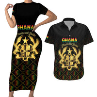 Personalized Ghana Kente Pattern Couples Matching Short Sleeve Bodycon Dress and Hawaiian Shirt The Heart of Gold of Africa - Wonder Print Shop