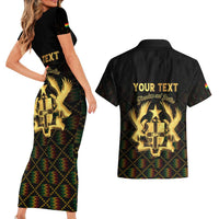 Personalized Ghana Kente Pattern Couples Matching Short Sleeve Bodycon Dress and Hawaiian Shirt The Heart of Gold of Africa - Wonder Print Shop