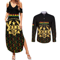 Personalized Ghana Kente Pattern Couples Matching Summer Maxi Dress and Long Sleeve Button Shirt The Heart of Gold of Africa - Wonder Print Shop