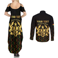 Personalized Ghana Kente Pattern Couples Matching Summer Maxi Dress and Long Sleeve Button Shirt The Heart of Gold of Africa - Wonder Print Shop