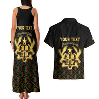 Personalized Ghana Kente Pattern Couples Matching Tank Maxi Dress and Hawaiian Shirt The Heart of Gold of Africa - Wonder Print Shop