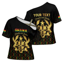 Personalized Ghana Kente Pattern Cross Shoulder Shirt The Heart of Gold of Africa - Wonder Print Shop