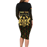 Personalized Ghana Kente Pattern Family Matching Long Sleeve Bodycon Dress and Hawaiian Shirt The Heart of Gold of Africa - Wonder Print Shop