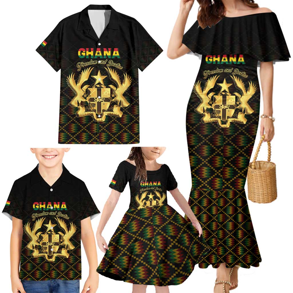 Personalized Ghana Kente Pattern Family Matching Mermaid Dress and Hawaiian Shirt The Heart of Gold of Africa - Wonder Print Shop