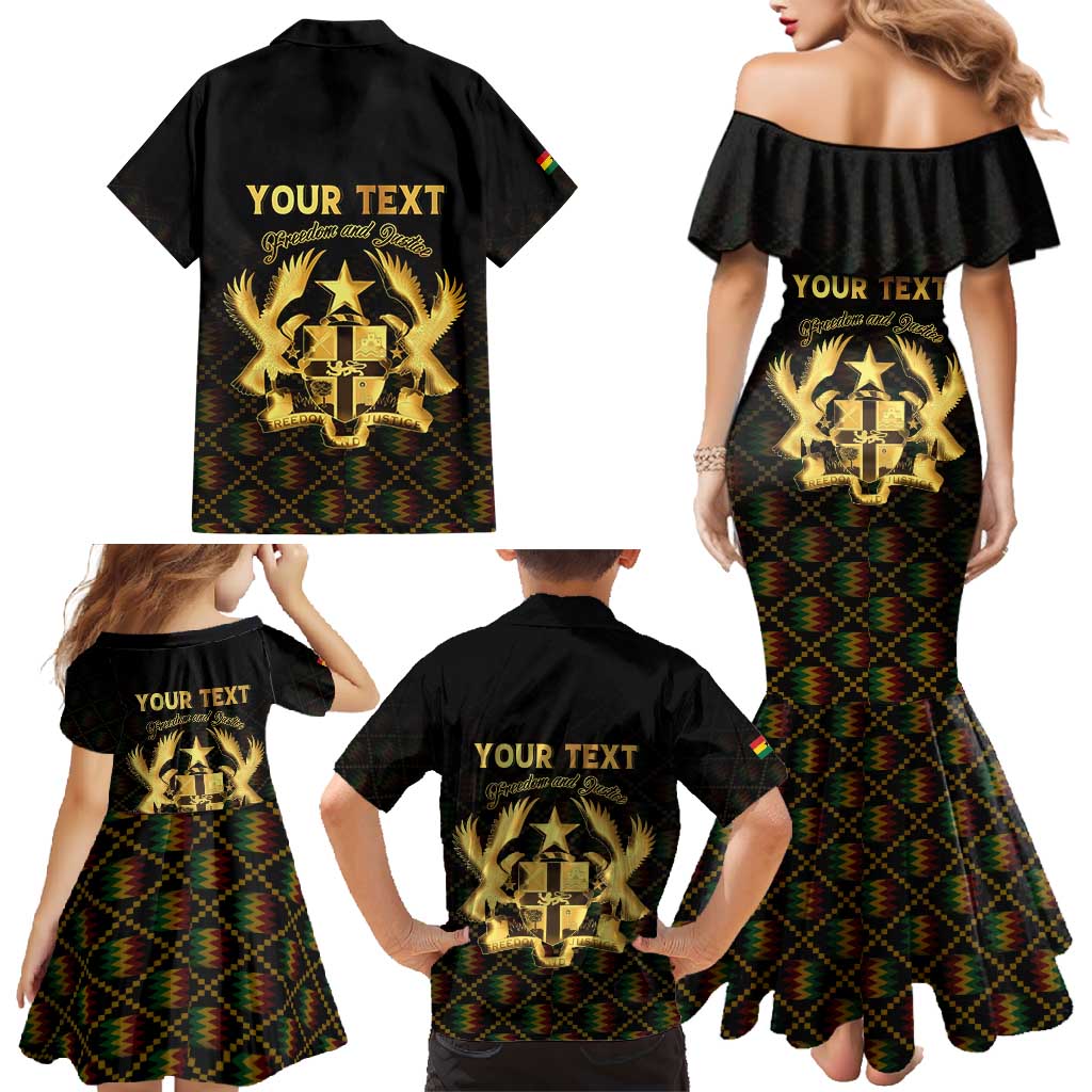 Personalized Ghana Kente Pattern Family Matching Mermaid Dress and Hawaiian Shirt The Heart of Gold of Africa - Wonder Print Shop