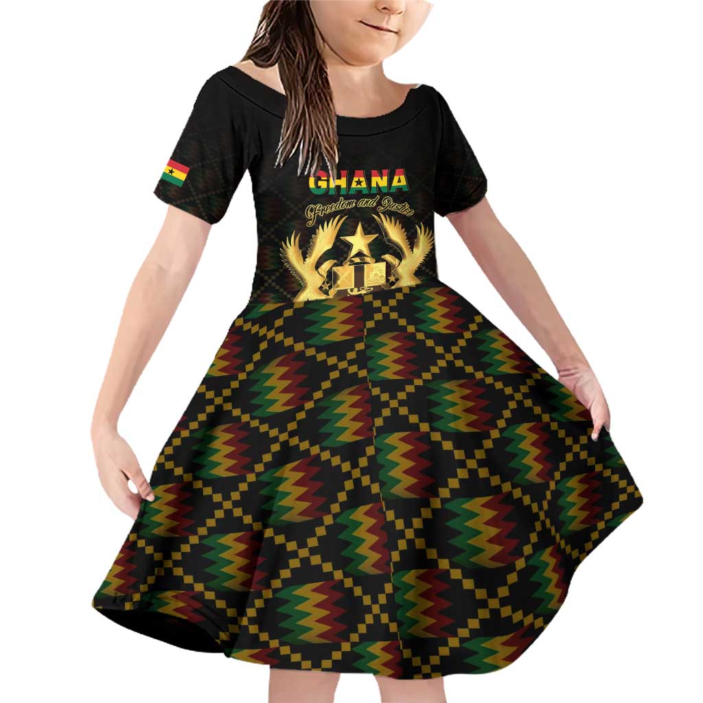 Personalized Ghana Kente Pattern Family Matching Off Shoulder Short Dress and Hawaiian Shirt The Heart of Gold of Africa - Wonder Print Shop