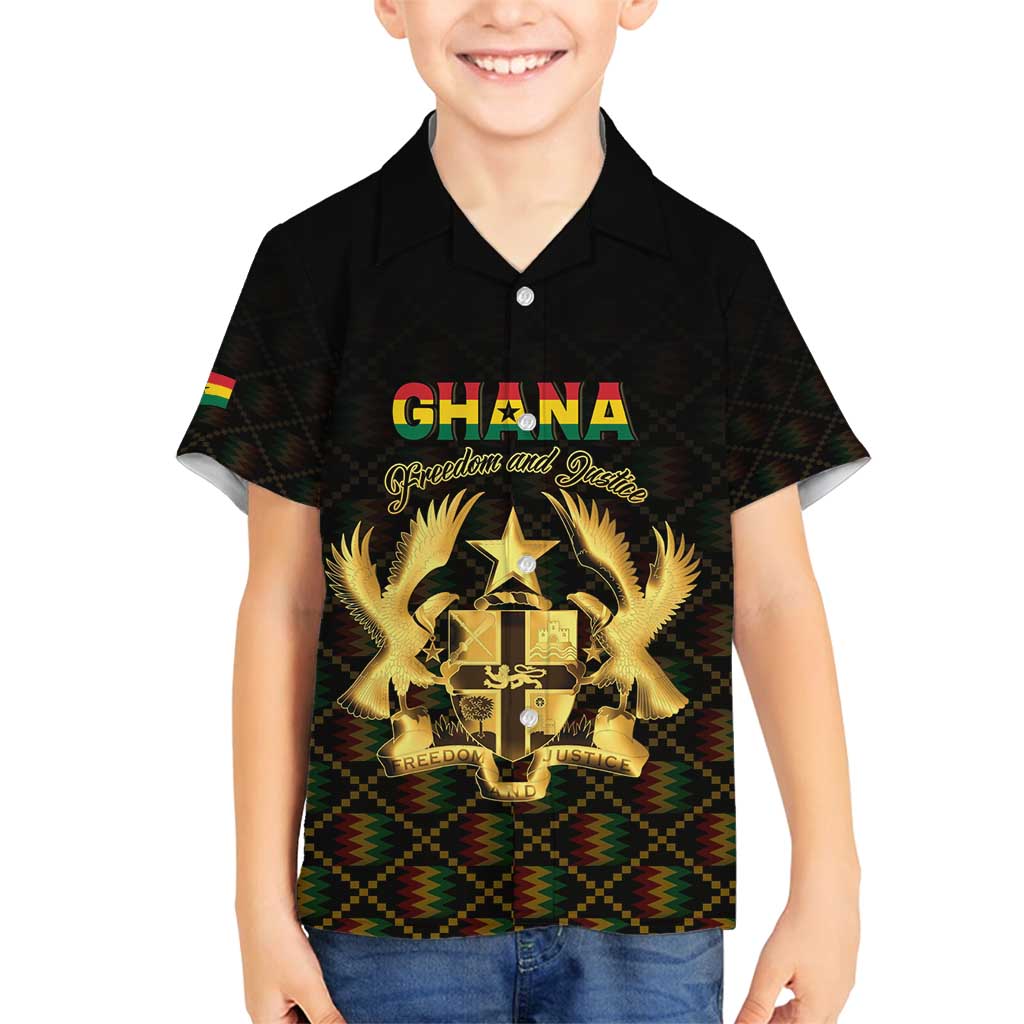 Personalized Ghana Kente Pattern Family Matching Off Shoulder Short Dress and Hawaiian Shirt The Heart of Gold of Africa - Wonder Print Shop