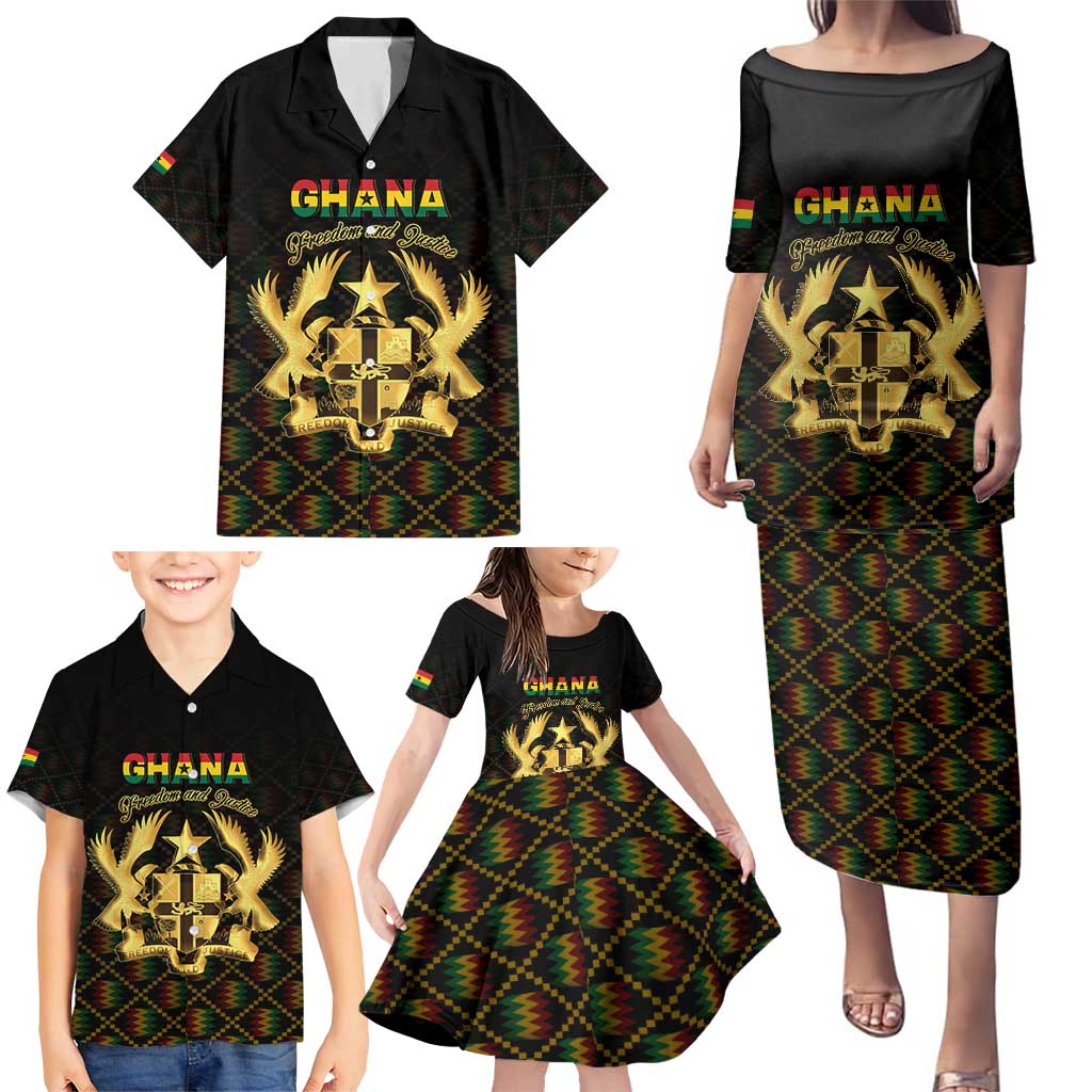 Personalized Ghana Kente Pattern Family Matching Puletasi and Hawaiian Shirt The Heart of Gold of Africa - Wonder Print Shop