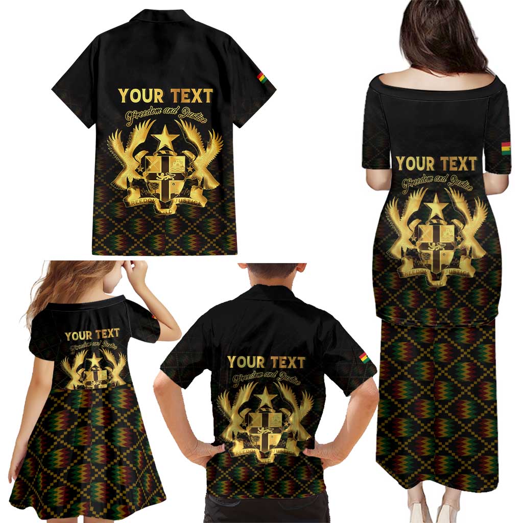 Personalized Ghana Kente Pattern Family Matching Puletasi and Hawaiian Shirt The Heart of Gold of Africa - Wonder Print Shop