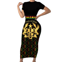 Personalized Ghana Kente Pattern Family Matching Short Sleeve Bodycon Dress and Hawaiian Shirt The Heart of Gold of Africa - Wonder Print Shop
