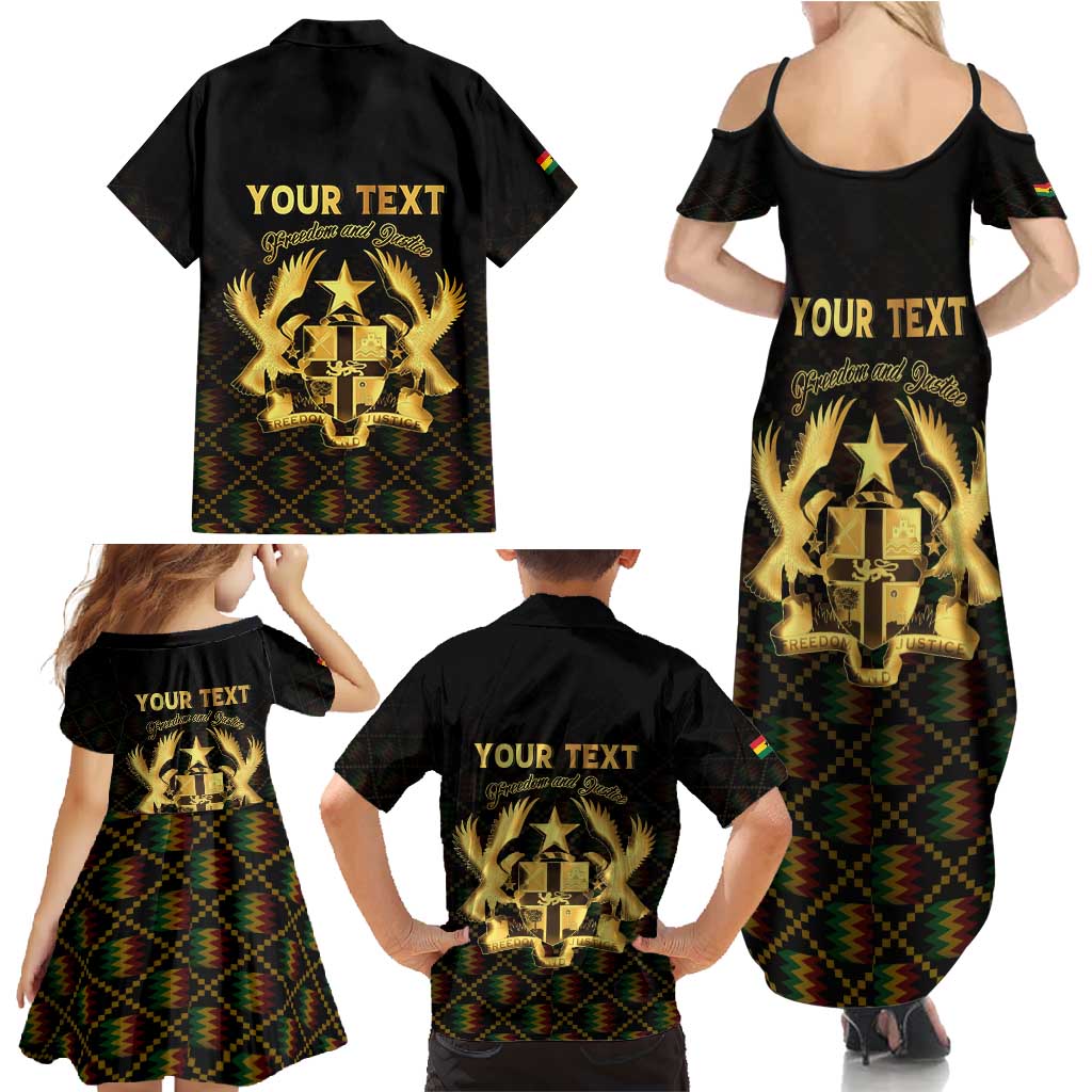 Personalized Ghana Kente Pattern Family Matching Summer Maxi Dress and Hawaiian Shirt The Heart of Gold of Africa - Wonder Print Shop
