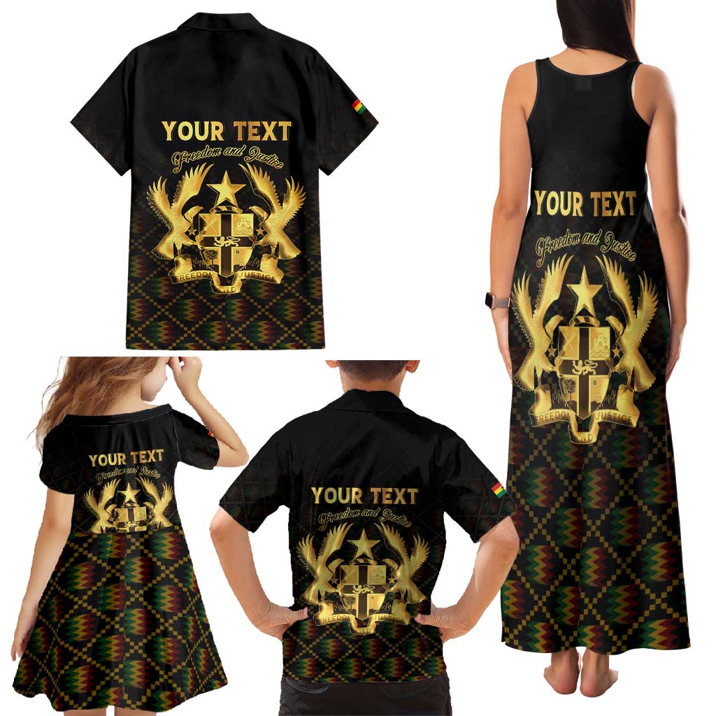 Personalized Ghana Kente Pattern Family Matching Tank Maxi Dress and Hawaiian Shirt The Heart of Gold of Africa - Wonder Print Shop
