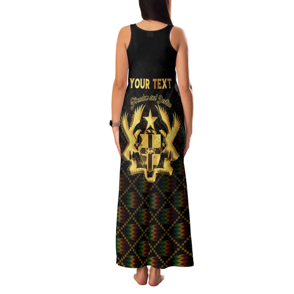Personalized Ghana Kente Pattern Family Matching Tank Maxi Dress and Hawaiian Shirt The Heart of Gold of Africa - Wonder Print Shop