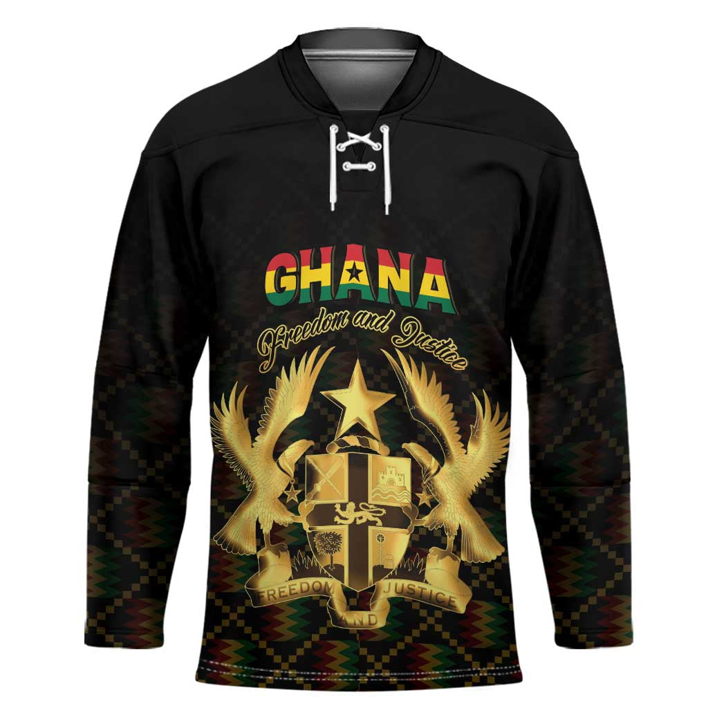 Personalized Ghana Kente Pattern Hockey Jersey The Heart of Gold of Africa - Wonder Print Shop