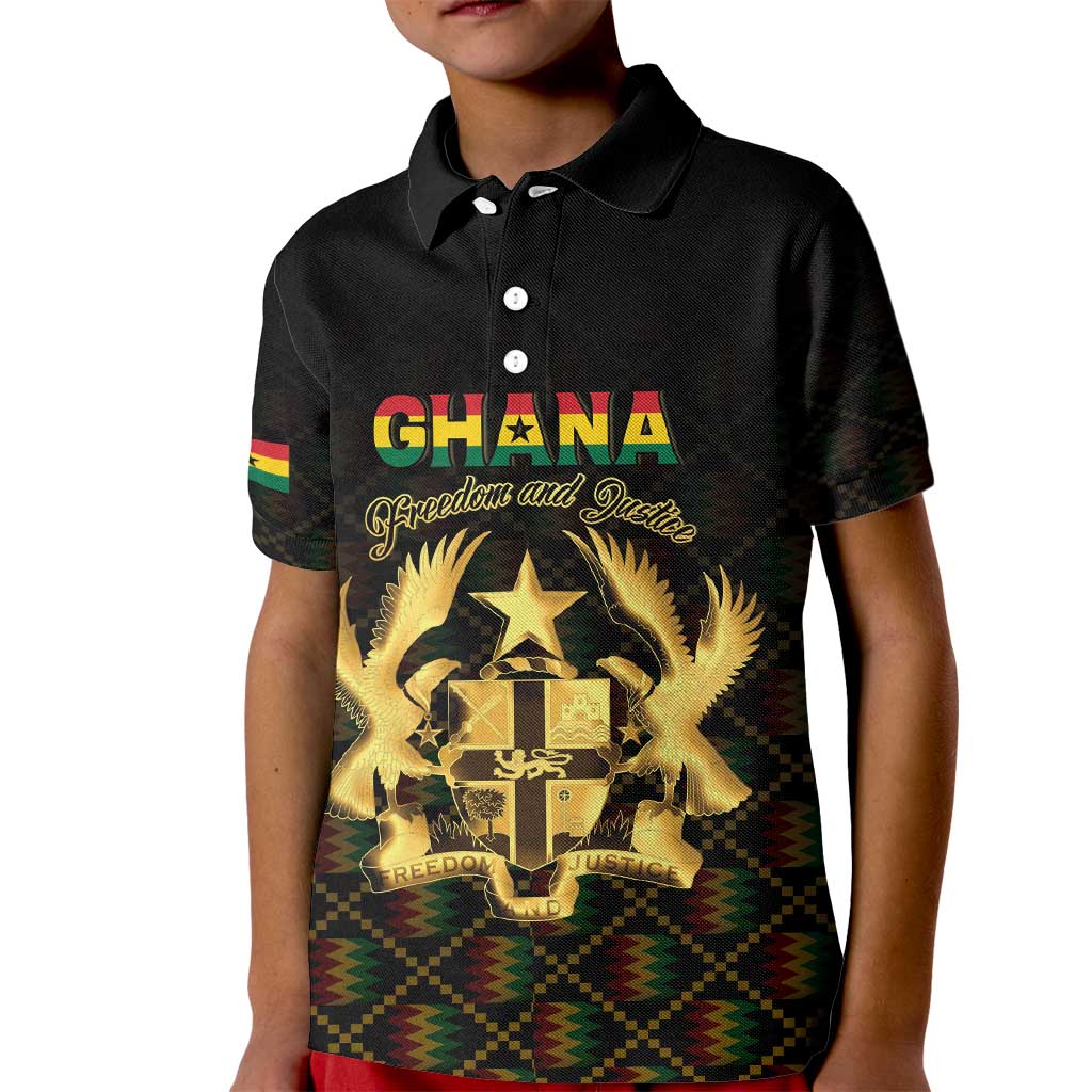 Personalized Ghana Kente Pattern Kid Polo Shirt The Heart of Gold of Africa - Wonder Print Shop