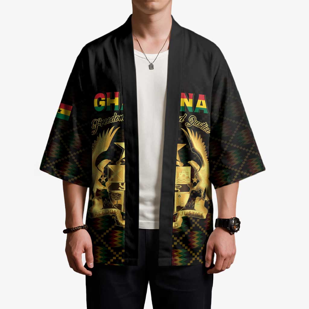 Personalized Ghana Kente Pattern Kimono The Heart of Gold of Africa - Wonder Print Shop