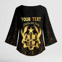 Personalized Ghana Kente Pattern Kimono Sleeve Blouse The Heart of Gold of Africa - Wonder Print Shop