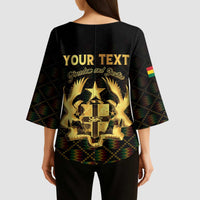 Personalized Ghana Kente Pattern Kimono Sleeve Blouse The Heart of Gold of Africa - Wonder Print Shop