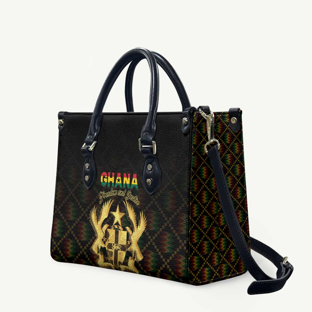 Ghana Kente Pattern Leather Bag The Heart of Gold of Africa - Wonder Print Shop