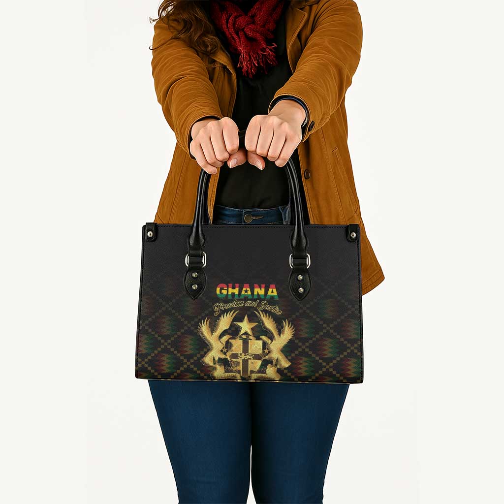 Ghana Kente Pattern Leather Bag The Heart of Gold of Africa - Wonder Print Shop