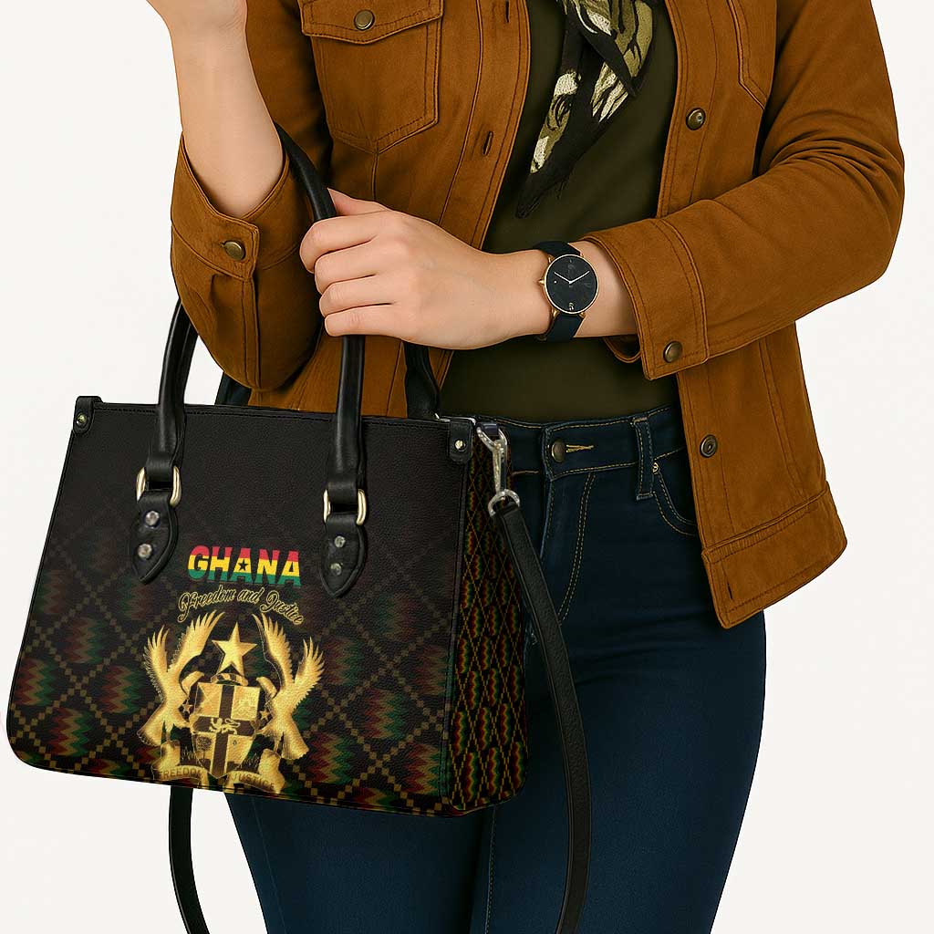 Ghana Kente Pattern Leather Bag The Heart of Gold of Africa - Wonder Print Shop