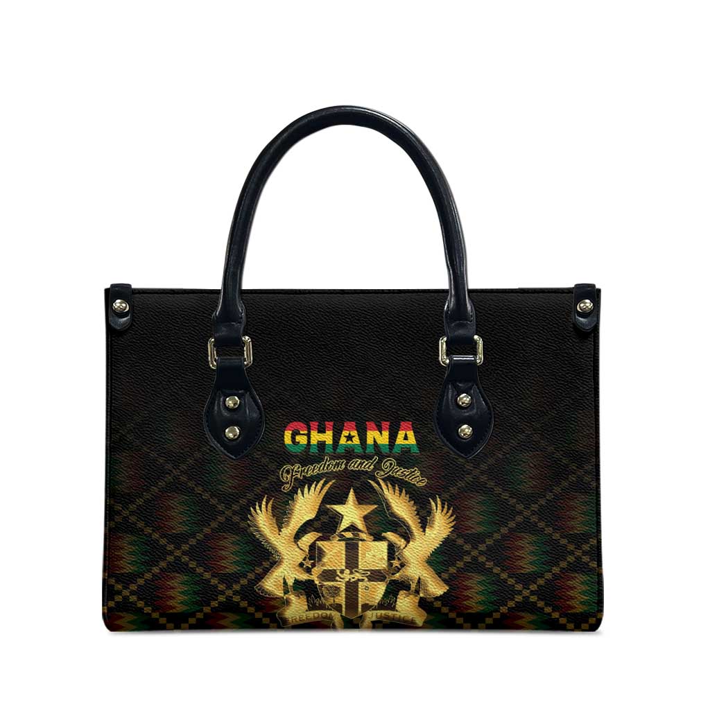 Ghana Kente Pattern Leather Bag The Heart of Gold of Africa - Wonder Print Shop