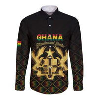 Personalized Ghana Kente Pattern Long Sleeve Button Shirt The Heart of Gold of Africa - Wonder Print Shop