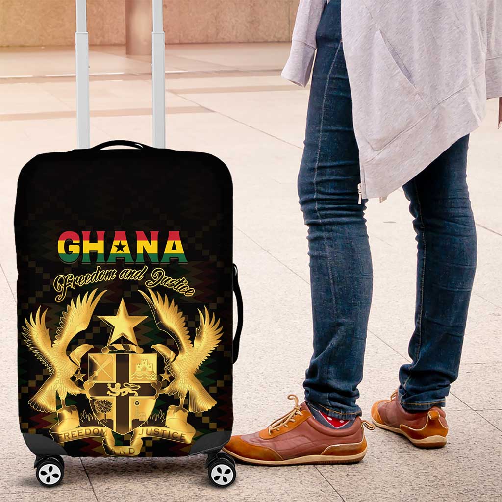 Ghana Kente Pattern Luggage Cover The Heart of Gold of Africa - Wonder Print Shop
