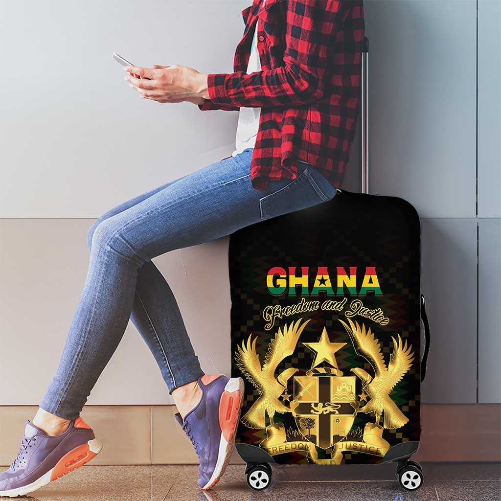 Ghana Kente Pattern Luggage Cover The Heart of Gold of Africa - Wonder Print Shop