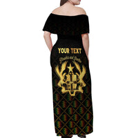 Personalized Ghana Kente Pattern Off Shoulder Maxi Dress The Heart of Gold of Africa - Wonder Print Shop