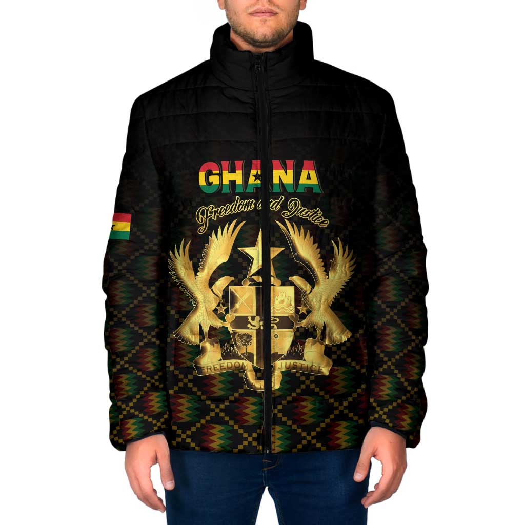 Personalized Ghana Kente Pattern Padded Jacket The Heart of Gold of Africa - Wonder Print Shop
