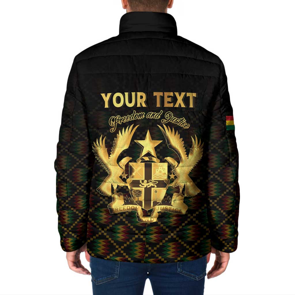 Personalized Ghana Kente Pattern Padded Jacket The Heart of Gold of Africa - Wonder Print Shop