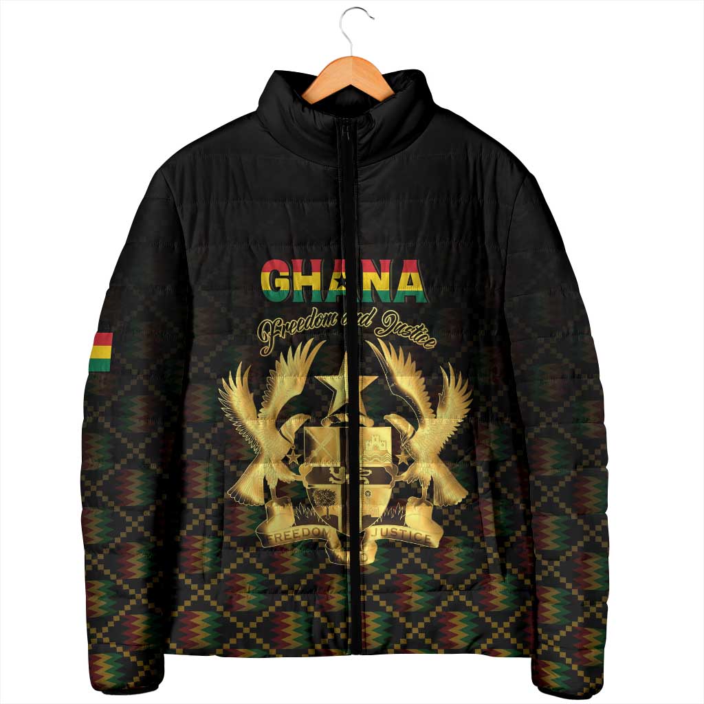 Personalized Ghana Kente Pattern Padded Jacket The Heart of Gold of Africa - Wonder Print Shop