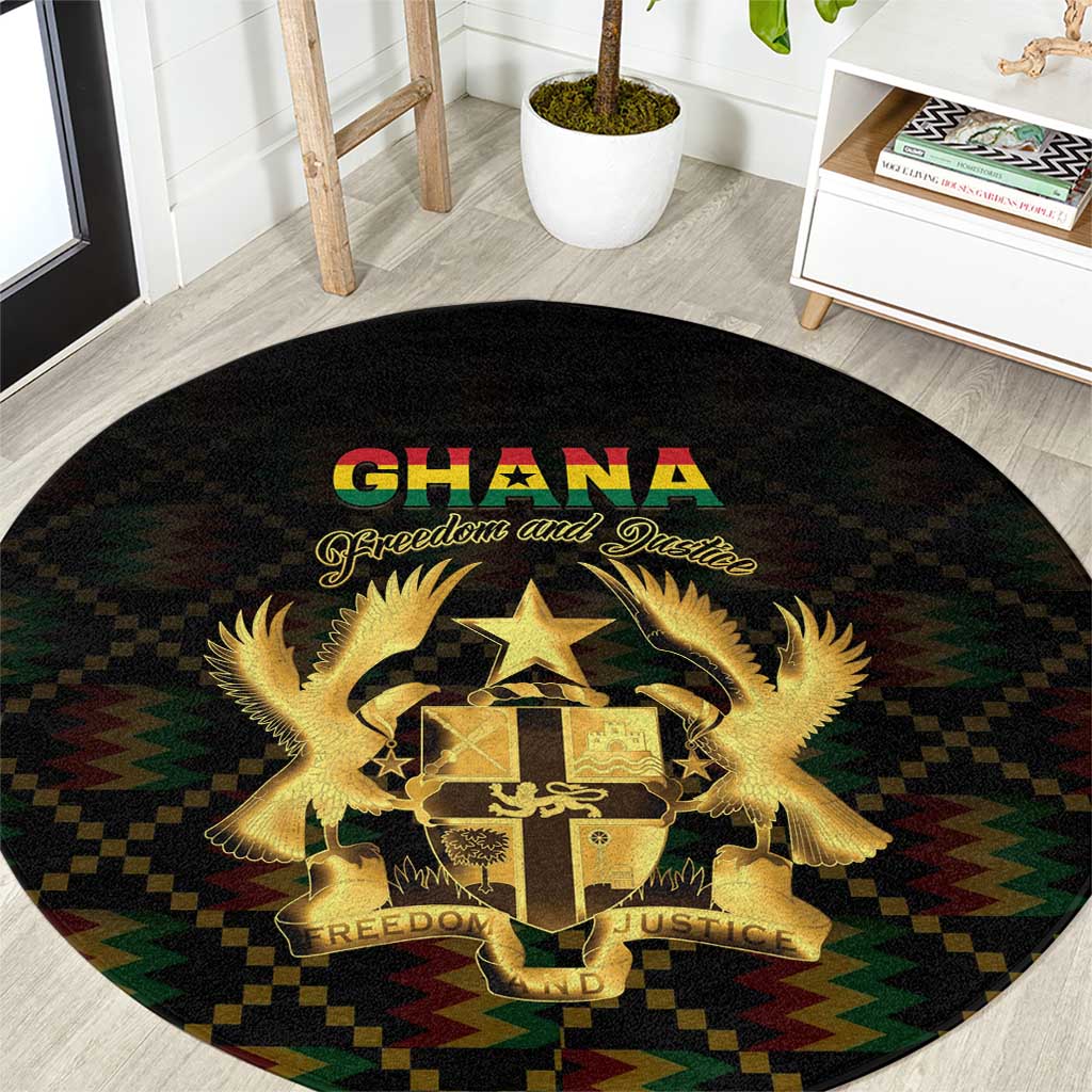 Ghana Kente Pattern Round Carpet The Heart of Gold of Africa - Wonder Print Shop