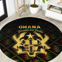 Ghana Kente Pattern Round Carpet The Heart of Gold of Africa - Wonder Print Shop