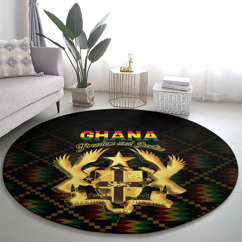 Ghana Kente Pattern Round Carpet The Heart of Gold of Africa - Wonder Print Shop