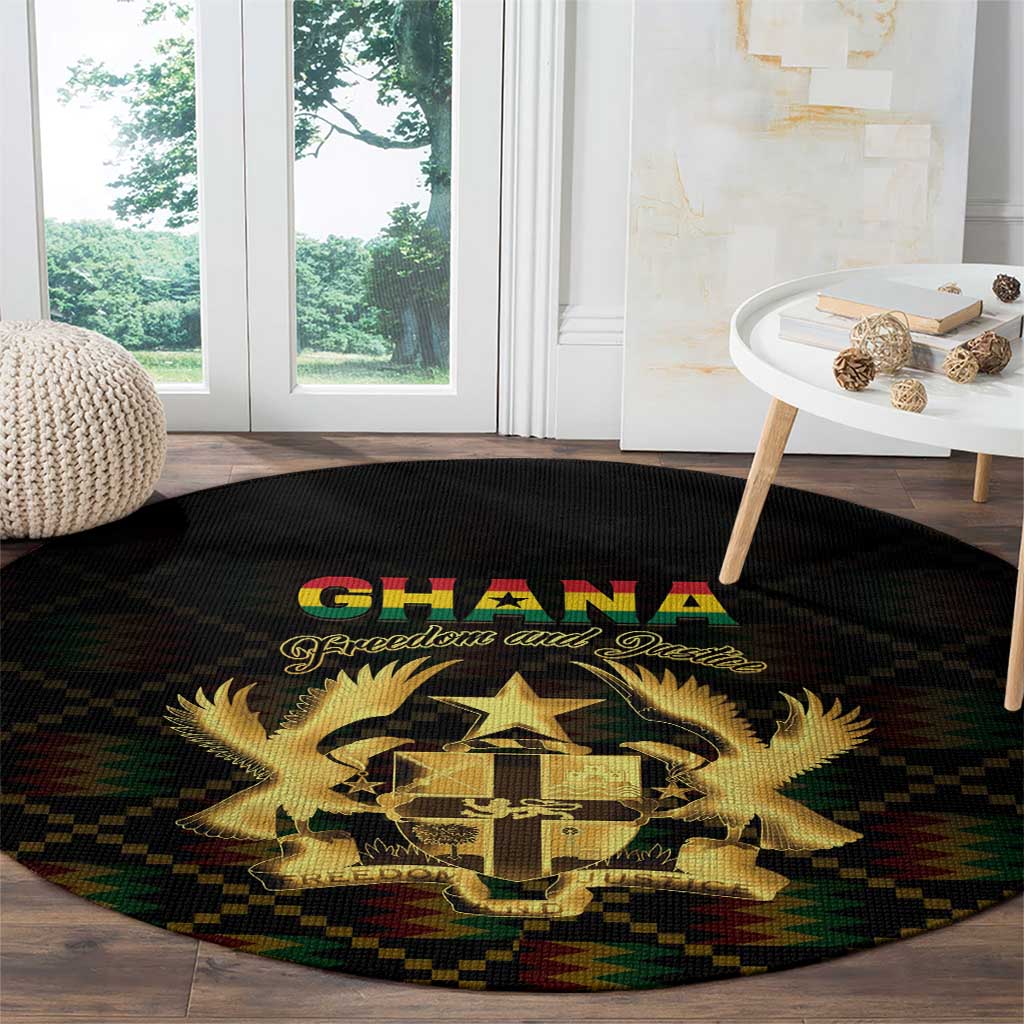 Ghana Kente Pattern Round Carpet The Heart of Gold of Africa - Wonder Print Shop