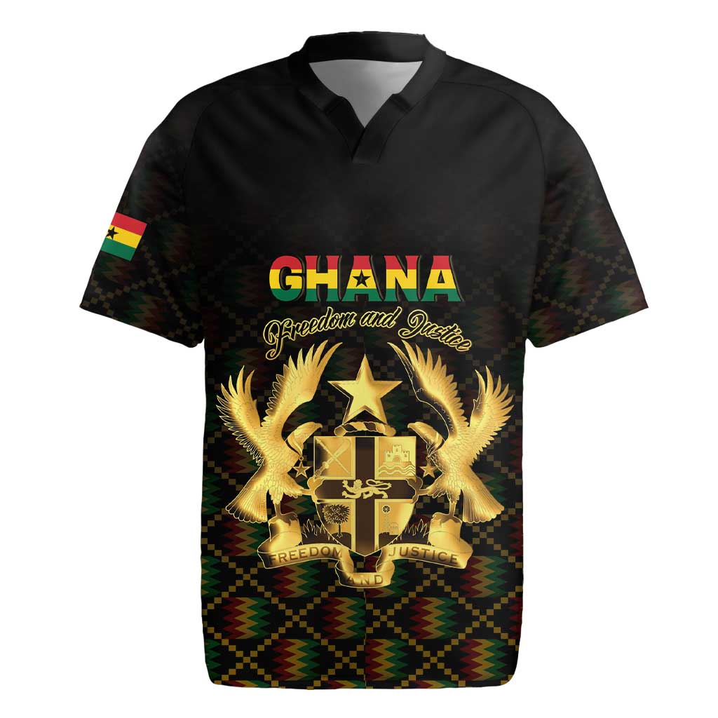 Personalized Ghana Kente Pattern Rugby Jersey The Heart of Gold of Africa - Wonder Print Shop