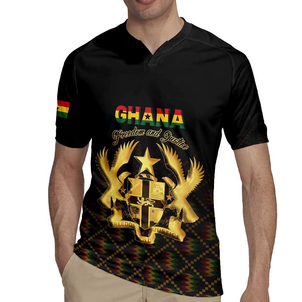 Personalized Ghana Kente Pattern Rugby Jersey The Heart of Gold of Africa - Wonder Print Shop