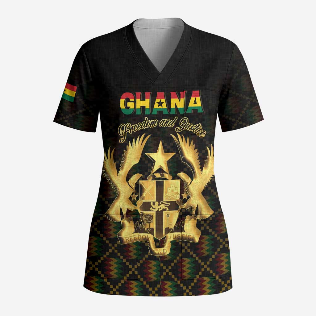 Personalized Ghana Kente Pattern Scrub Top The Heart of Gold of Africa - Wonder Print Shop